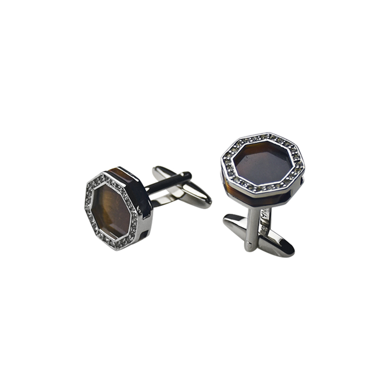 Tiger\\ s Eye Crystal Personalized Shirts Cuff Links